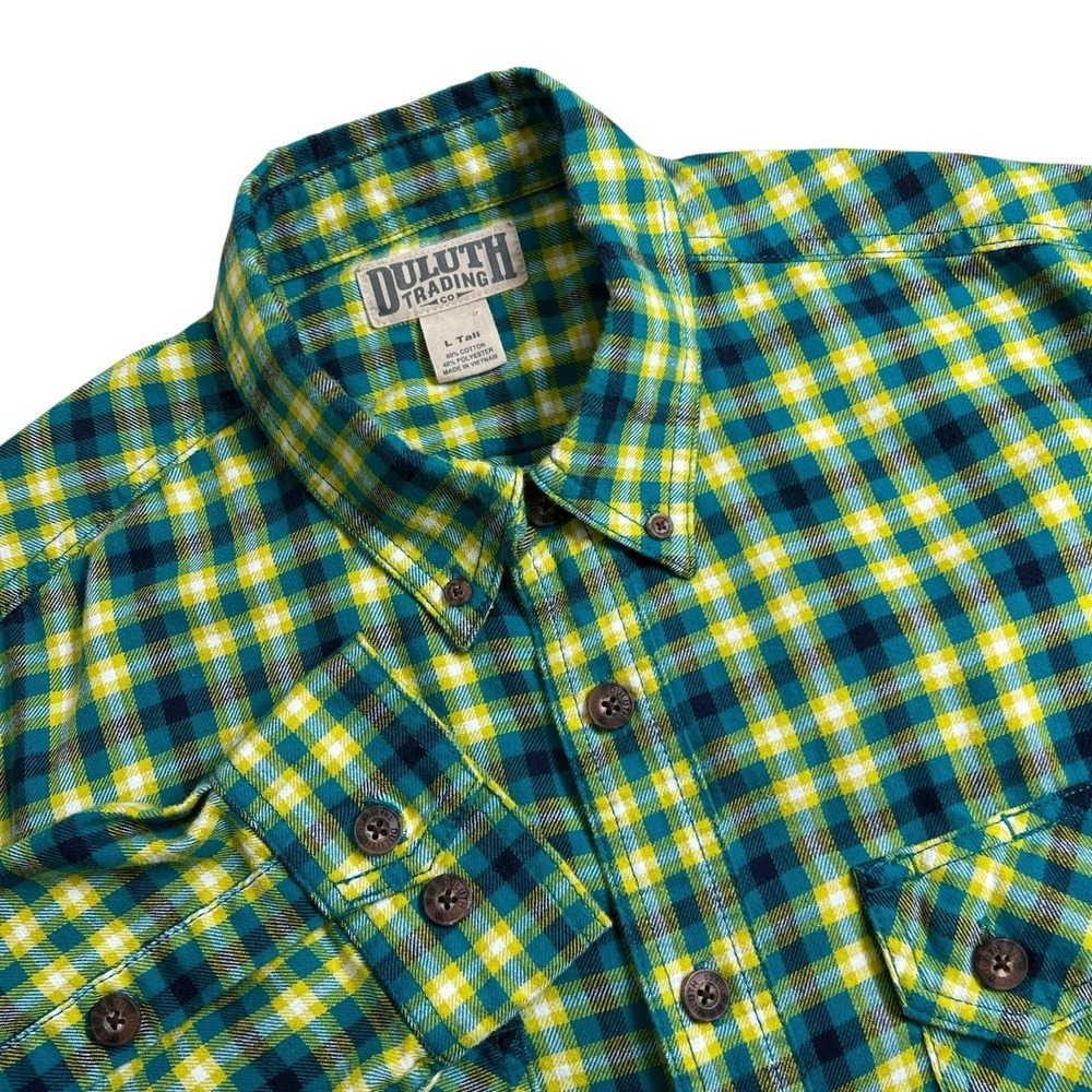 Duluth Trading Co Mens LT Multicolor Plaid Long Sleeve Button Down Flannel Shirt
